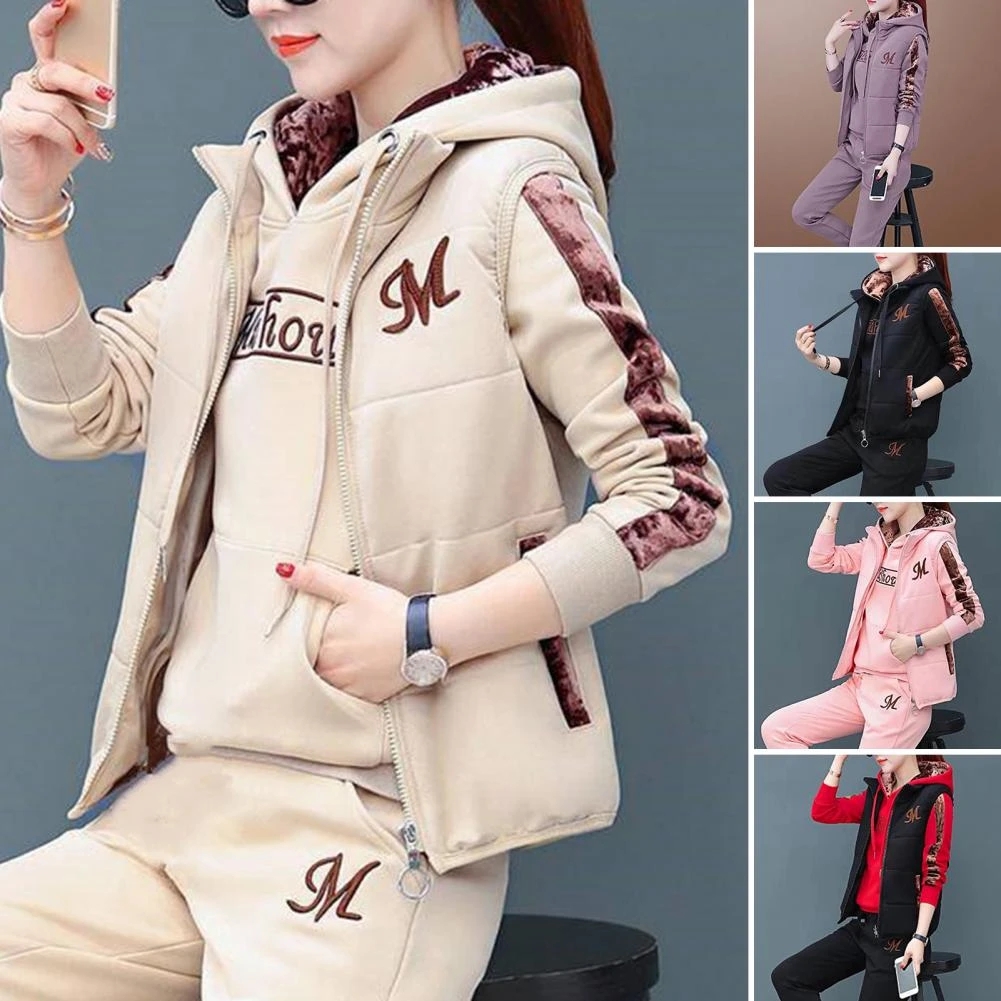 Women Tracksuits Autumn and Winter Pullovers Sweatshirts Jogging Suit Casual Long Pants Sports Suit Women Three Piece Outfits