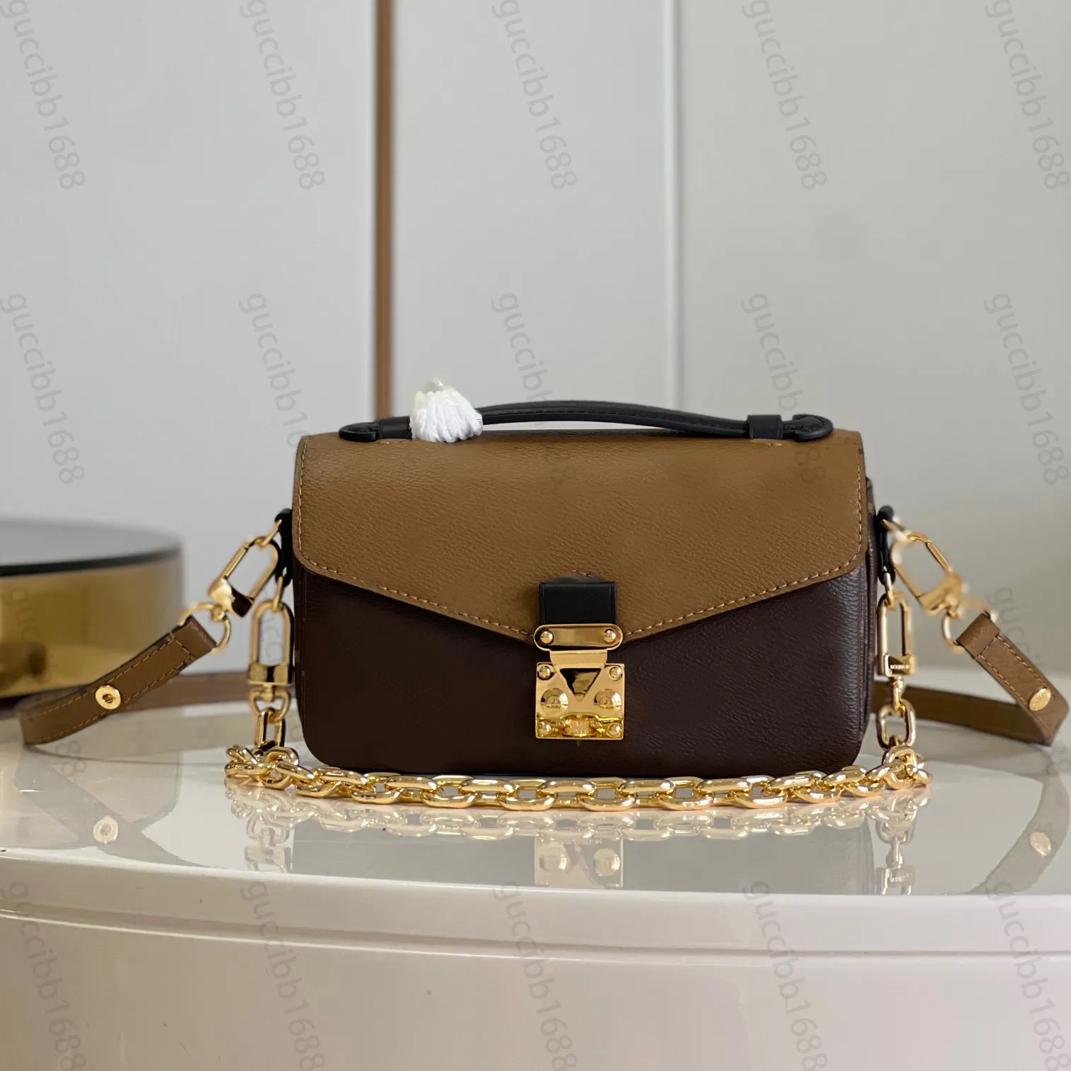 

10A Mirror Quality Designer Metis East West Bag Womens Chain Messenger Pochette Bag Luxury Reverse Canvas Handbag Crossbody Brown Shoulder Strap Bag With Box, Upload pics to contact us