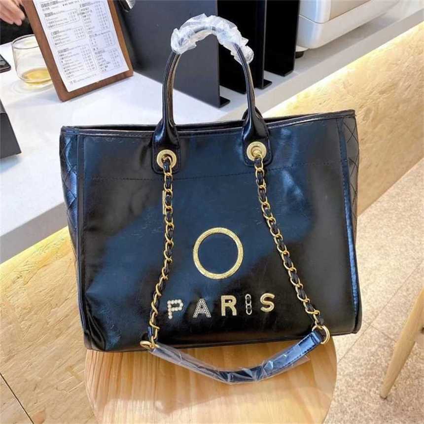 

50% off Women's Luxury Classic Handbags Beach Metal Letter Badge Tote Bag Small Body Leather Large Chain Wallet Q464, Black