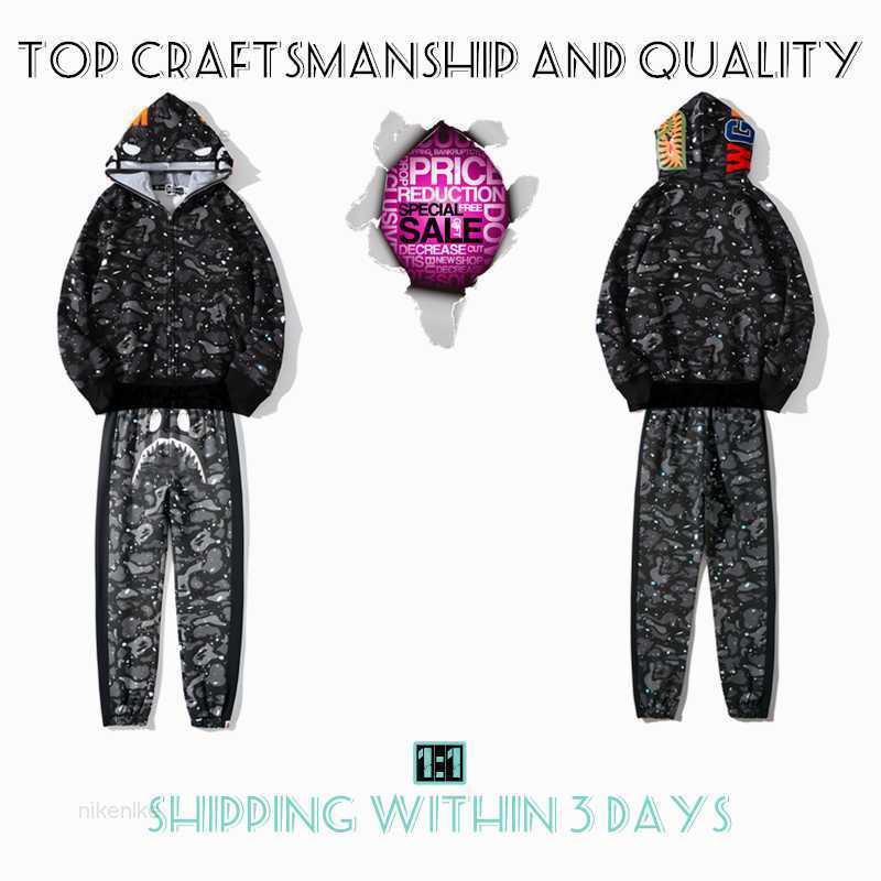 

Top Craftsmanship Mens Hoodies Suit Apes Hoodie Designer Jacket Shark Pullover Tiger Full Zip Color Harajuku Sweatshirt Fashion Co-branding Camouflage Hoodys R369, No.13