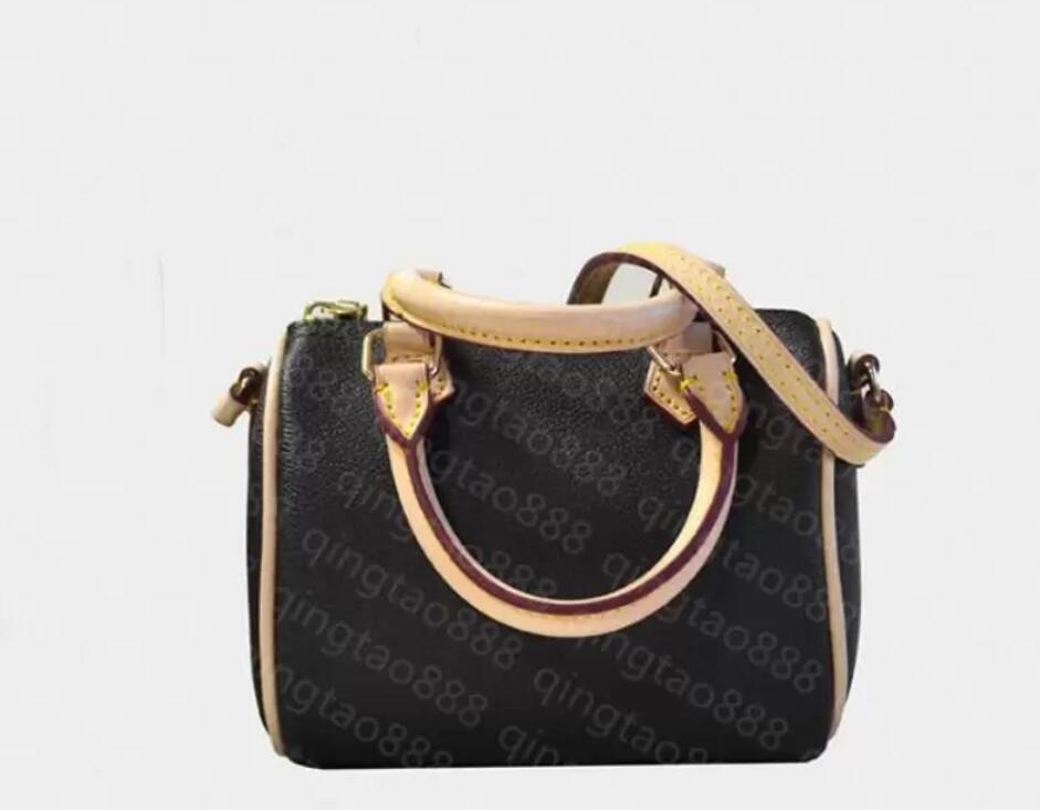 

Luxury Designer crossbody mini speedy Genuine Leather bags 16cm Handbag Nano Women Fashion cross body Boston Shoulder Messenger bag, Airbag [no bag]