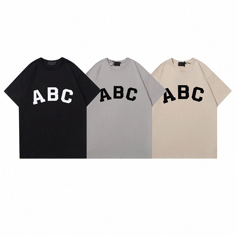 

2022fog letter ABC printed men's and women's lovers outfit large size loose short sleeve T-shirt a generation of hair f4XD#, Black