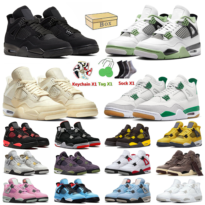 

With Box Jumpman 4 Basketball Shoes Black Cat 4s Pine Green Seafoam Womens Mens Trainers Canyon Purple Sail Photon Dust Thunder Military Bred Sports Sneakers, C45 neon 36-47