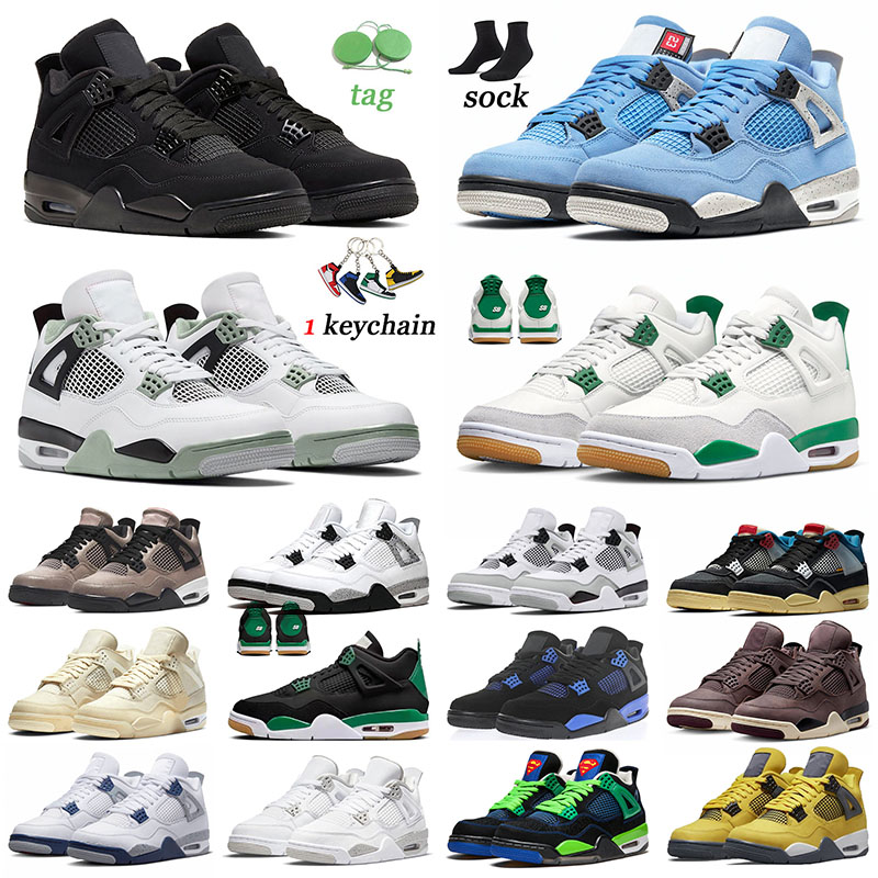 

Designer 4s retro basketball shoes jumpman 4 Pine Green J4 Black Cat Seafoam military black canvas men women red thunder offs white Dark Blue trainers sneakers sports, 36-47 seafoam