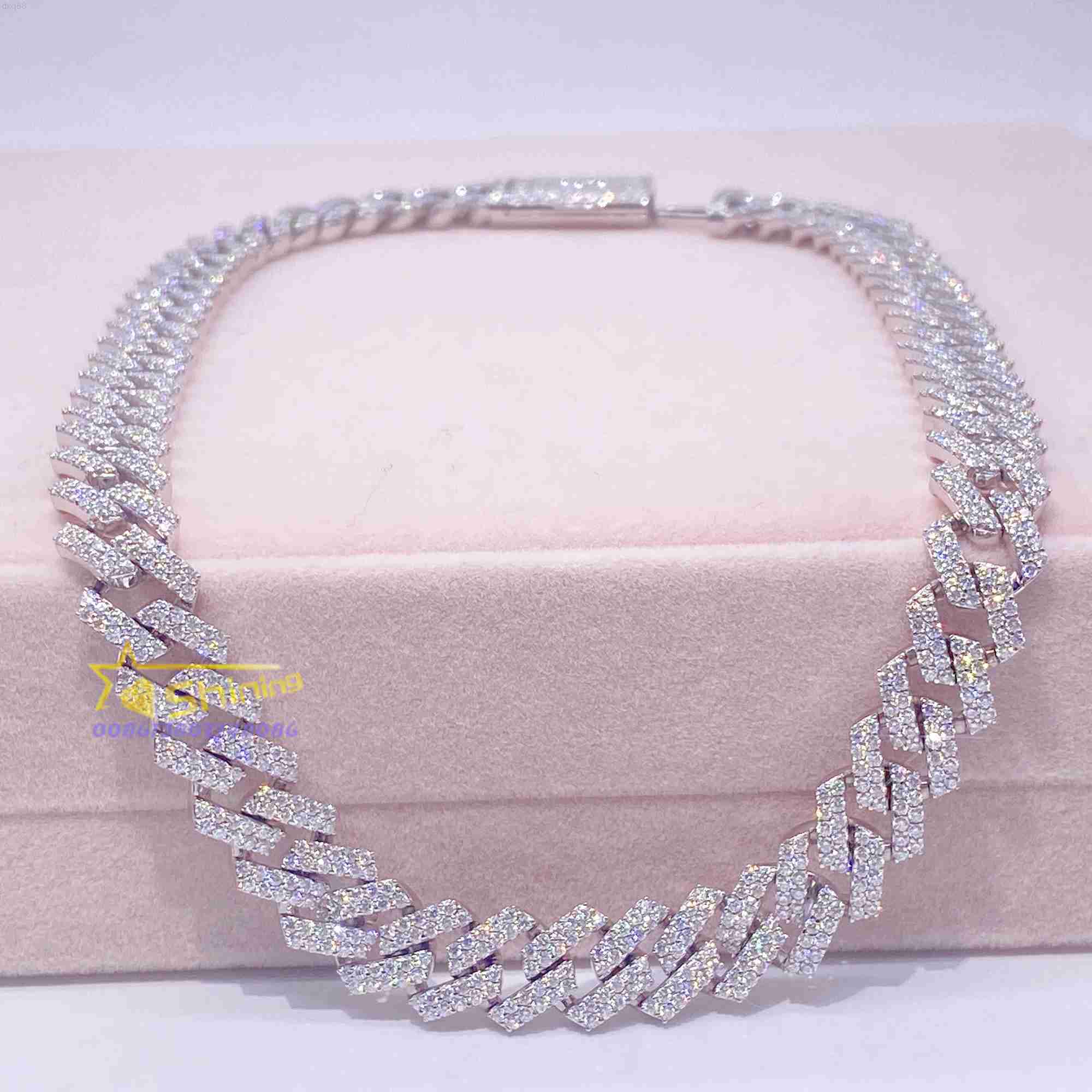 

Women Necklace Sterling Silver 925 Hip Moissanite Chain Iced Out Cuban Link With GRA Certificate