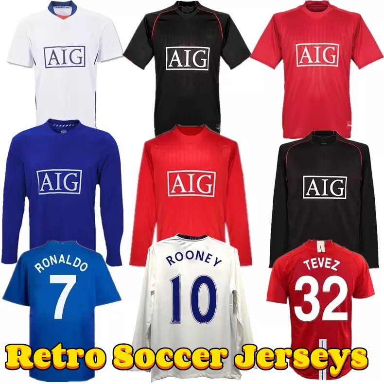 

2007 2008 Ronaldo Retro Soccer Jerseys Rooney Giggs Nani Manchester 07 09 Home Away Scholes Tevez BERBATOV VIDIC United Vintage Classic Men Football Shirts, Final 2009 jersey