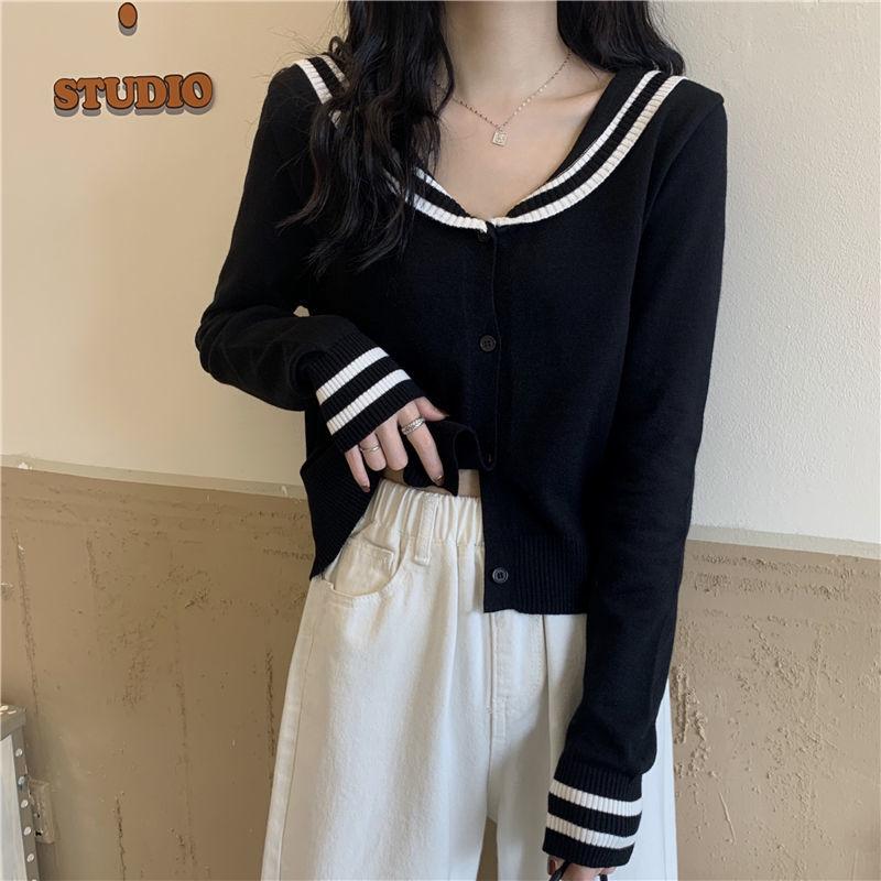 

Sweaters Woman Sweaters Femme Chandails Sailor Collar Sweater Women' Autumn and Winter 2020 Loose Cardigan Pull Hiver, White