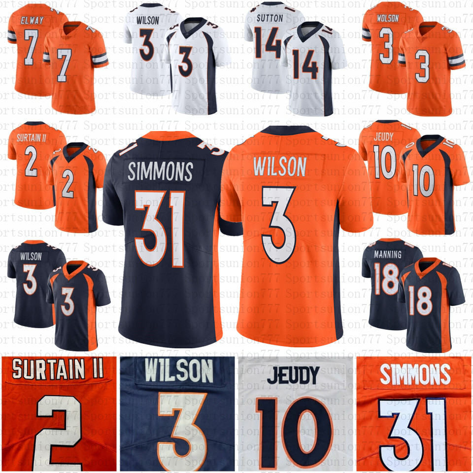 

Russell WilsonJustin Simmons Football Jersey John Elway Peyton Manning Jerry Jeudy Javonte Williams Patrick Surtain II Courtland Sutton Von Miller Men Women Youth