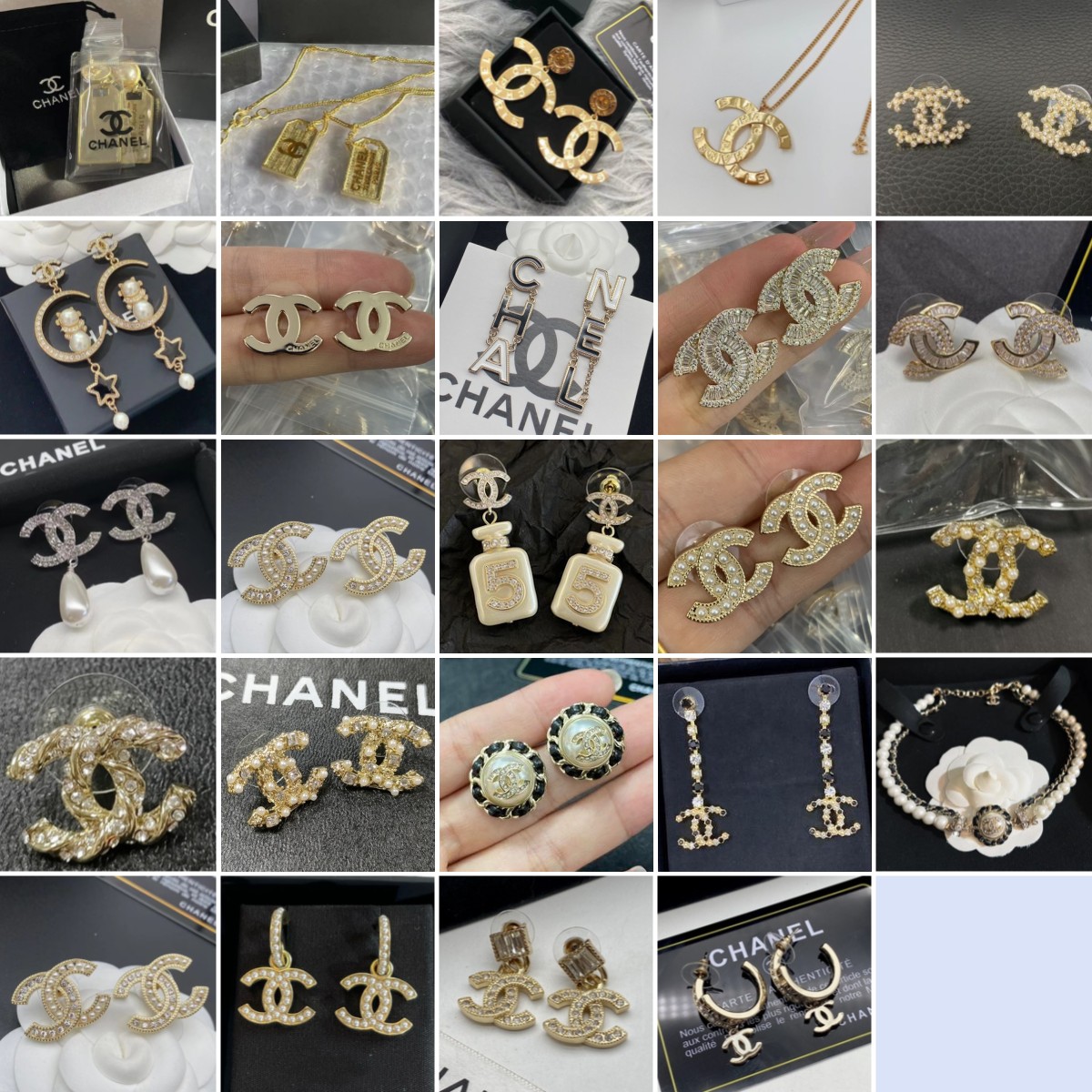 Boucles d'oreilles avec grandes lettres, étiquette de chien, collier en or avec petite boîte à bijoux, 8101