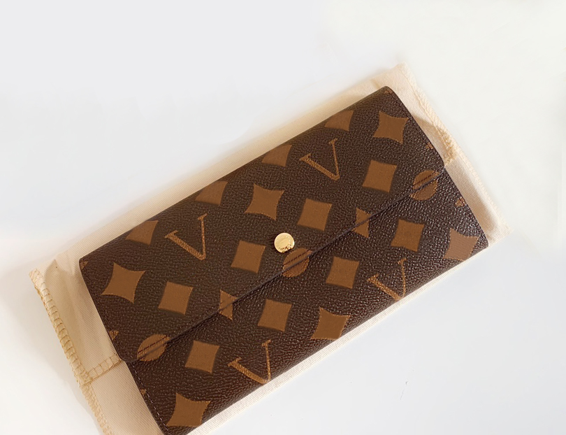 

Fashion designer womens wallets luxury cover purses brown flower letter credit card holders ladies long slim plaid money clutch bag with box high-quality, 61734#brown monogrames