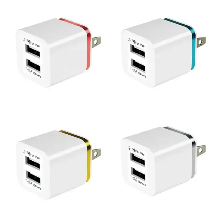 

2- USB US EU Charger 5V/1A Power Charging Plug Block Cube for iPhone charger for cellphone durability