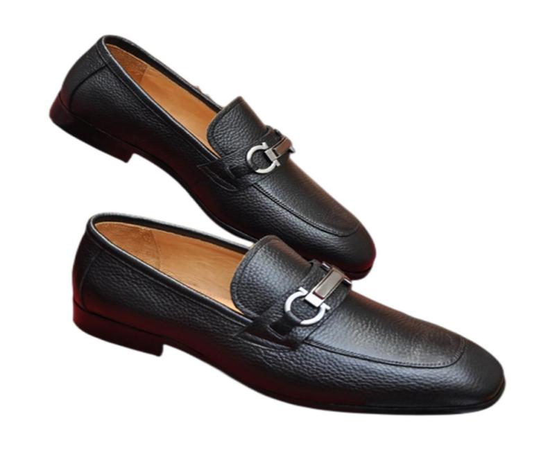 

Men Dress Shoes Fashion Cowhide Genuine Leather Wedding Party Mens Business Oxfords Gentlemen Walk Casual Peas Shoe comfort3785384, Grey