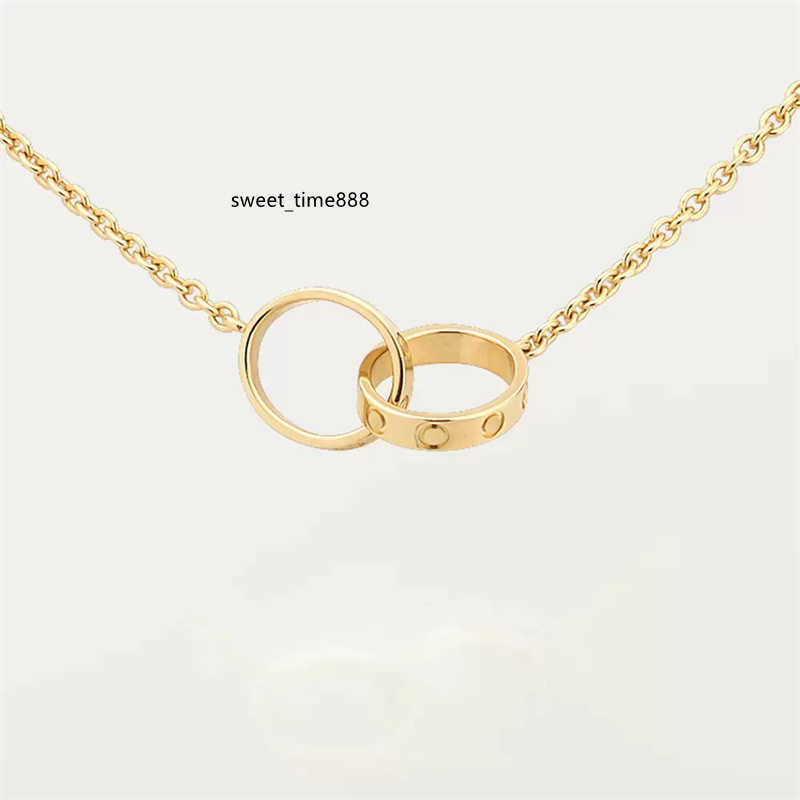 

Fashion Classic Design Pendant Love screw cap Necklace for men women double Loop ring full cz two rows diamond pendant Jewelry Collares Collier octagonal