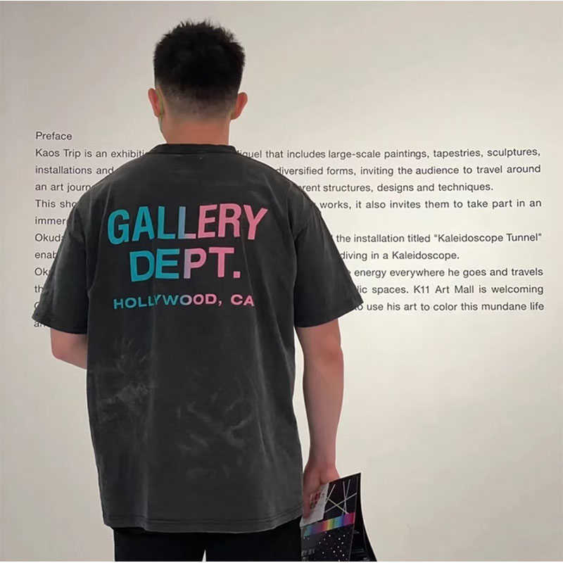 

Fashion Designer Clothing Tees Rock Tshirt Galleryes Depts High Street Washed Old Fantasy Letter Print Men's Summer Short Sleeve Couple T-shirt Sportswear 23ss, Wash water black