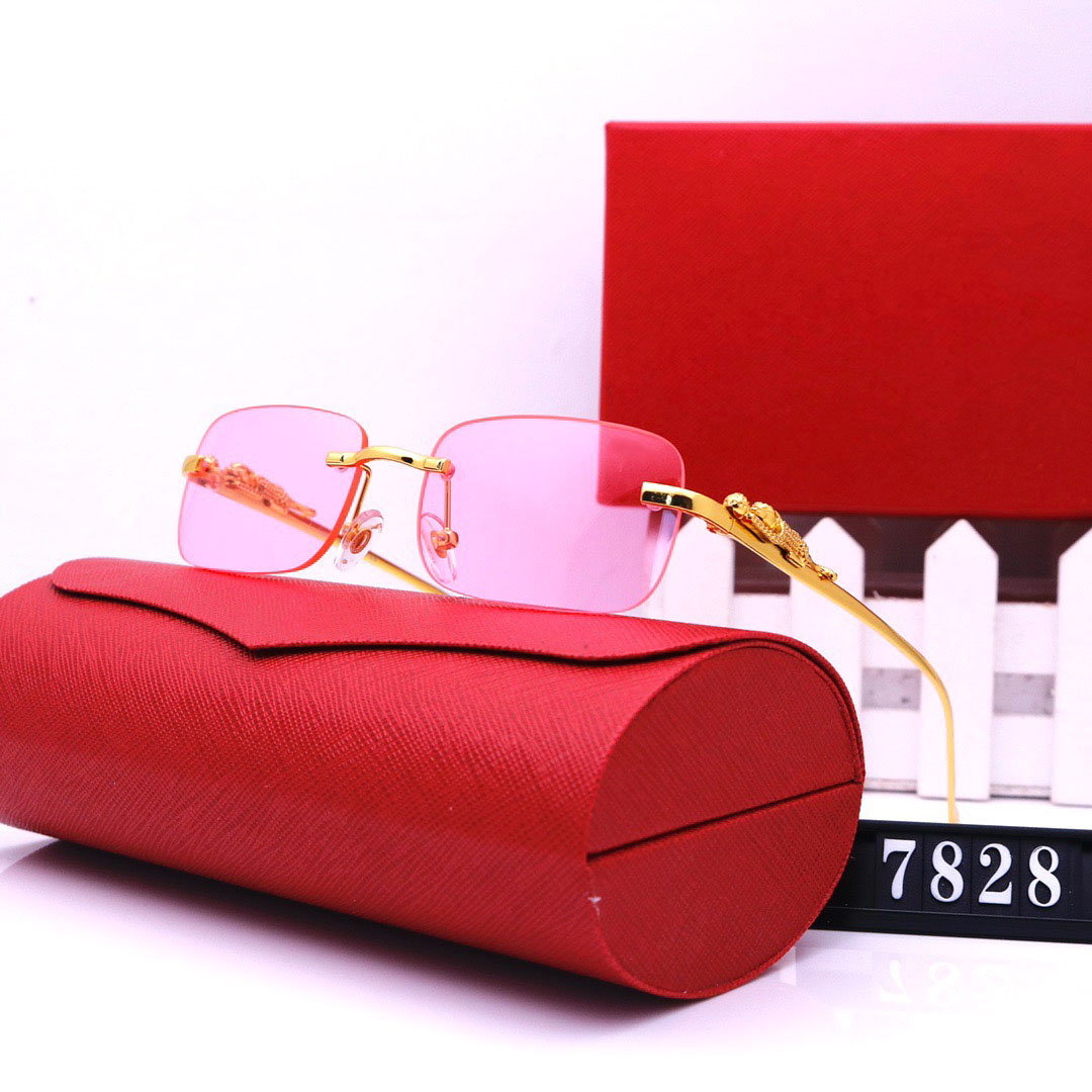 

Man sunglasses designer womens sun glasses polaroid frame leopard head composite metal rimless optical frame classic rectangle square luxury sunshade sunglass