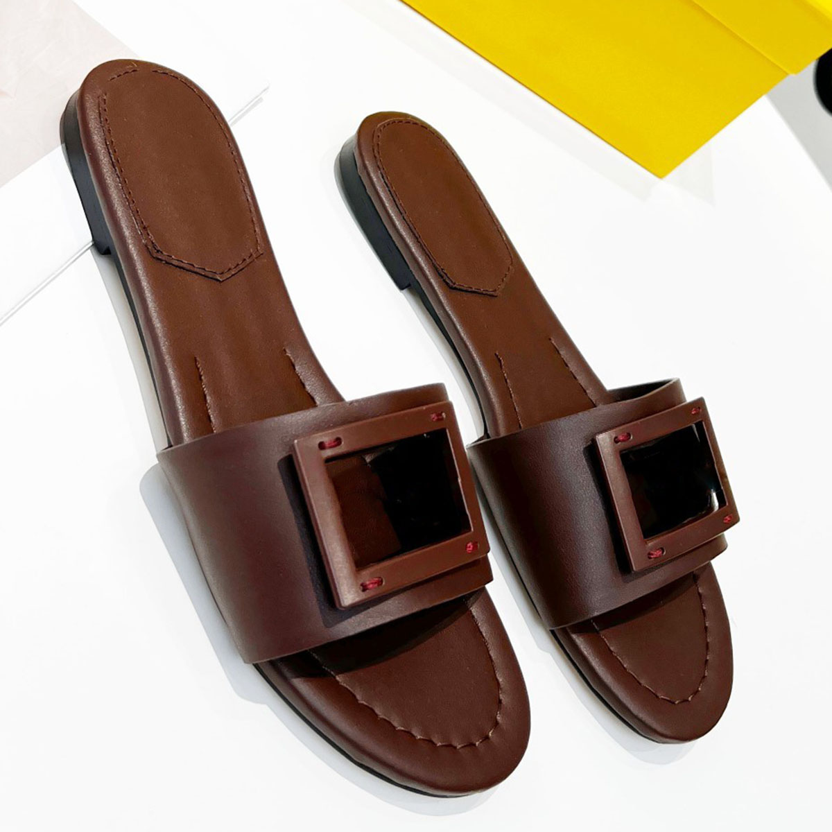 

Cutout Flat Sandals Slippers Slides heels square toe flattie women Luxury Designers Signature Leather outsole Pretty Casual Evening shoes Factory Footwear, Orange