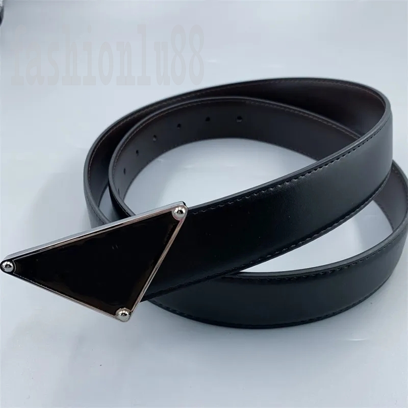

Triangle belt for men designer leather Belts lady luxury gift waist ornaments dress shirt jeans classic letter black belts plated silver simple casual popular Q2