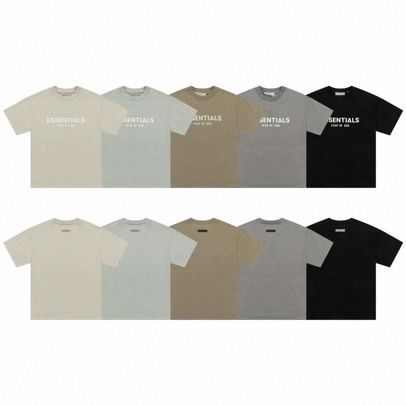 

2023 FOG Summer New European and American Fashion Brand Small Letter Flocking Crewneck Pullover Large Size Loose Short-sleeved T-shirt Couple s6D1#, Black