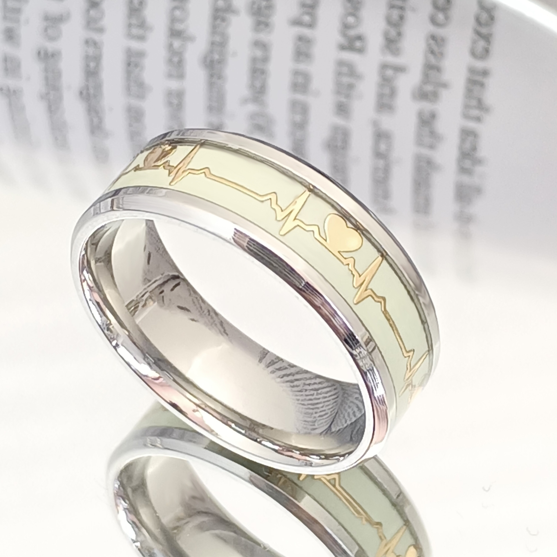 

Designer rings Stainless Steel Luminous Ring Titanium steel ECG ring