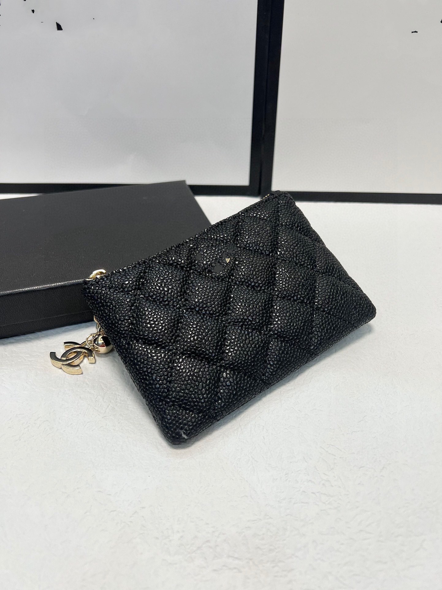 

Luxury Wallets Holders Real Black Nubuck Cow Leather Mini Size Short Square Purse CC Brand Designer Zip Wallets With Original Package For Women Bag