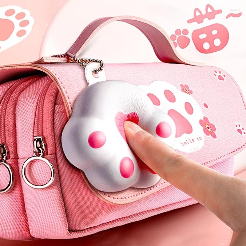 

Knysna Kawaii Lovely Decompression Girl Pen Bags PU Leather Cute Sakura Pencil Case For Student Stationery Holder Storage Gift