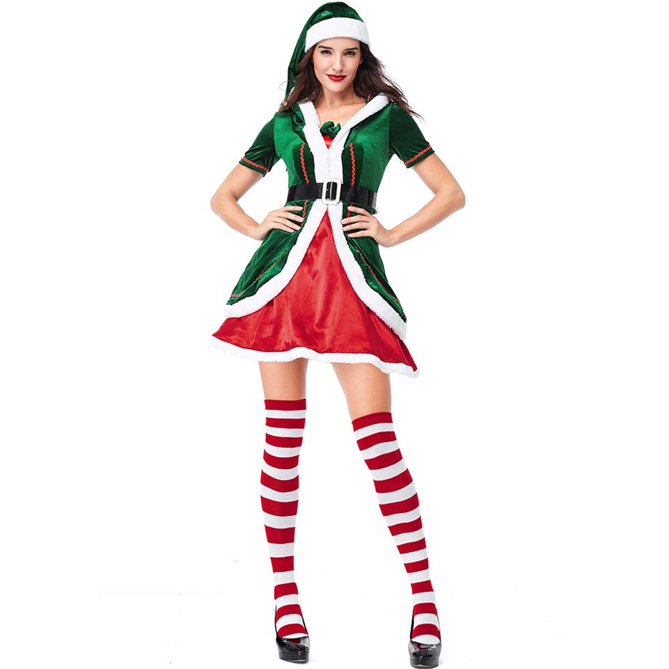 

Lcw women s New design Christmas Halloween Long Sleeve Christmas Costume Santa Claus Pack Thick Adult Men's Party Show Elf Dr225w, Green