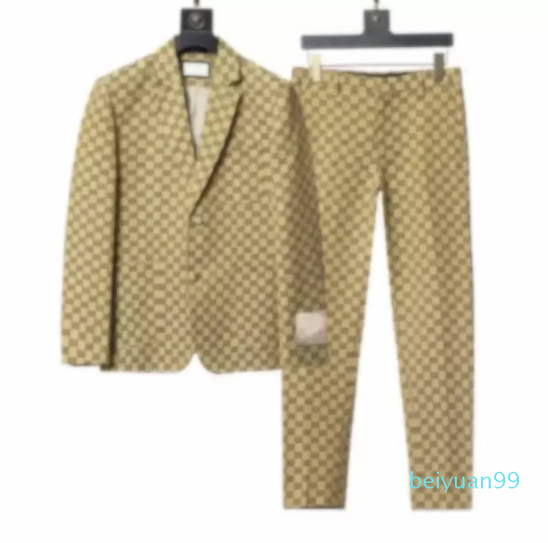 

2023Western clothing Blazers mix style designer autumn luxury mens outwear coat slim fit casual animal grid geometry patchwork print Male fashion dress suit, Beige