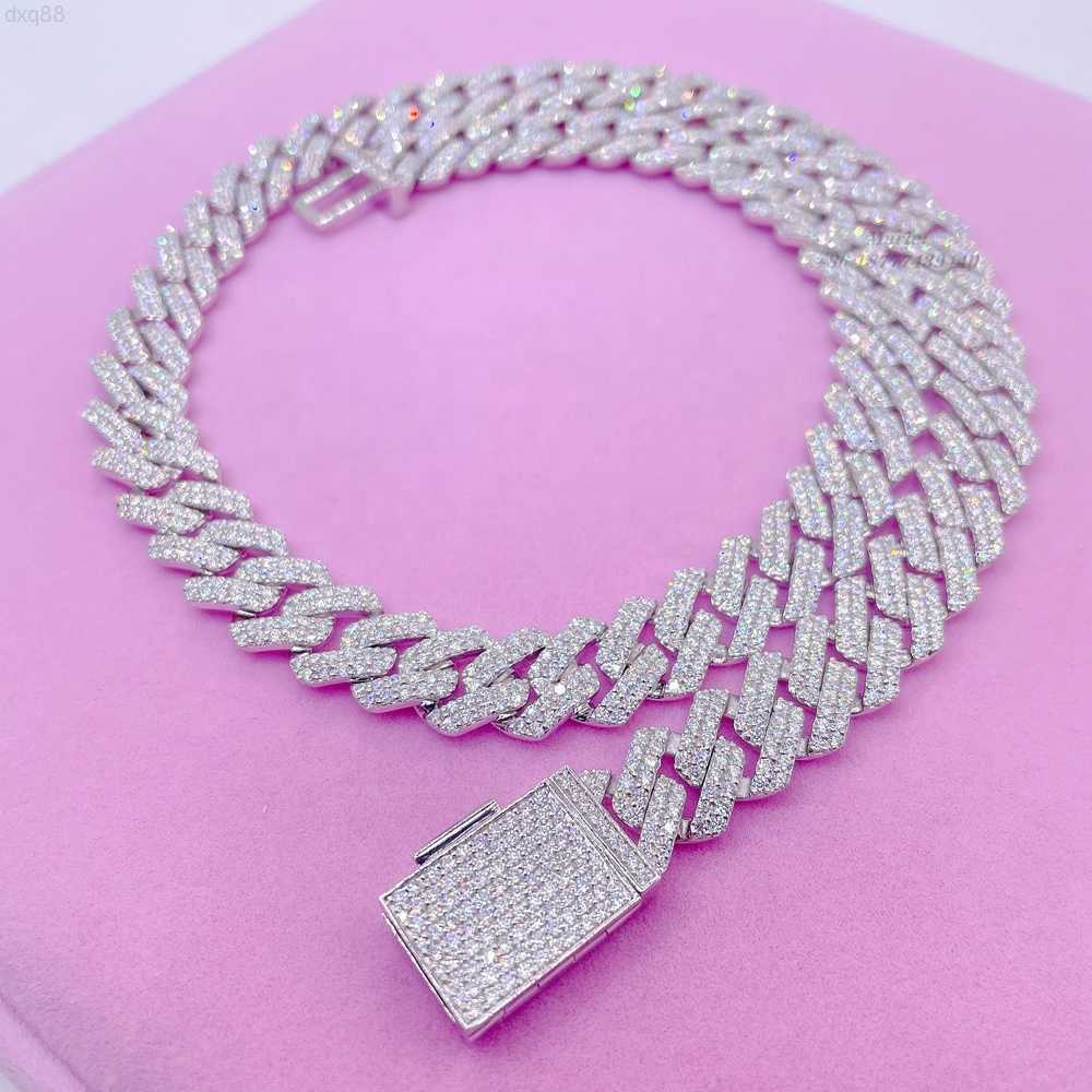 

ready to ship moissanite jewelry 20inches custom necklaces s925 12mm cuban link chain jewelry necklace