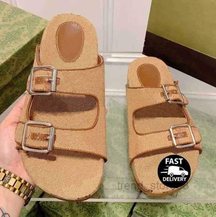 

slipper womens fashion embroidered canvas designer slides slip on slippers girls Canvas covered platform sandals big size