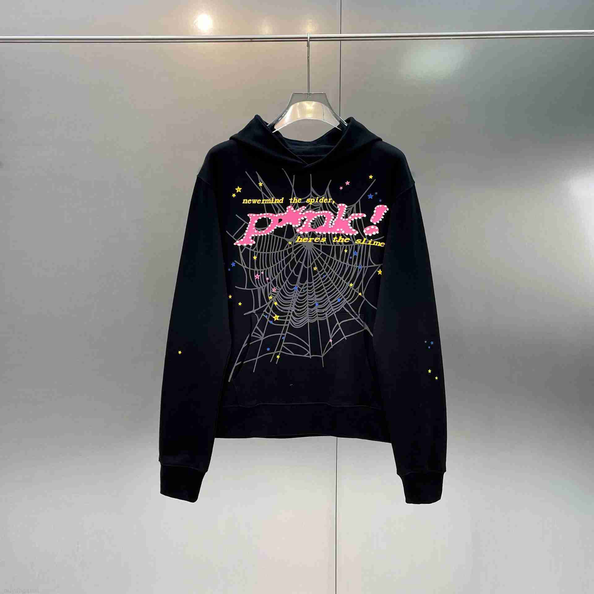 

Men's Hoodies Sweatshirts Women Hip Hop Web Puff Print Spder Hoodie High Quality Thug Angel Spider Cotton Man Hooded, Black hoodie