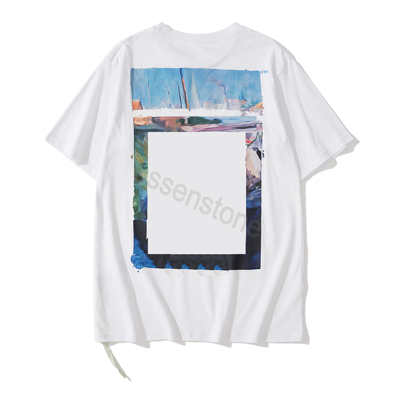 

2023 Mens offs T shirts Summer Womens Designers T shirts Loose Tees Brands Tops Man  Casual Shirt Luxurys White Clothing Street Clothes SIZE -XXL, The same as real