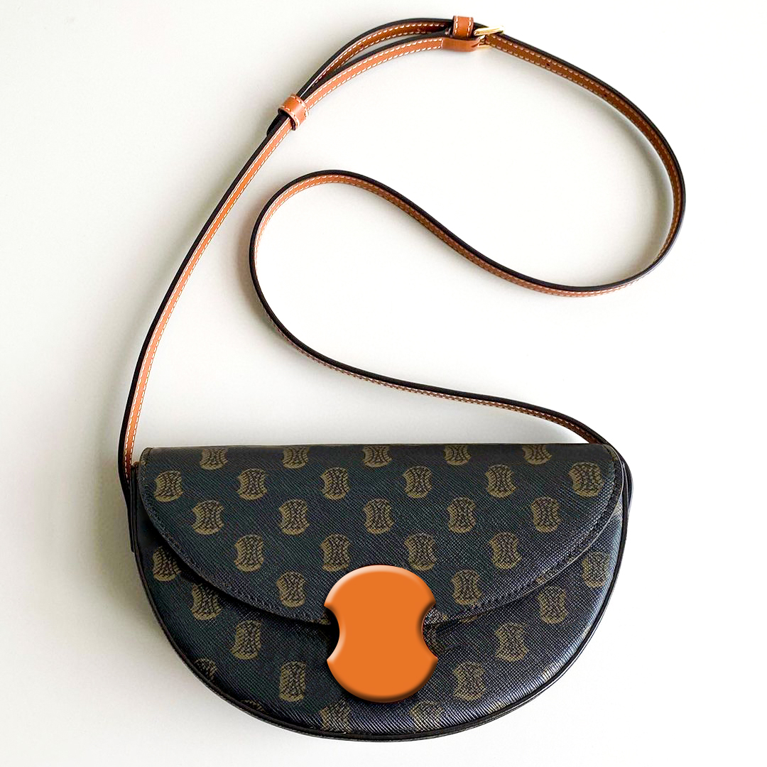 

Luxury Designer teen triomphe Half moon bags Genuine leather womens mens Cross Body Totes Clutch bag handbags celins fashion purse wallet classic flap Shoulder bag, Mon0gram brown logo