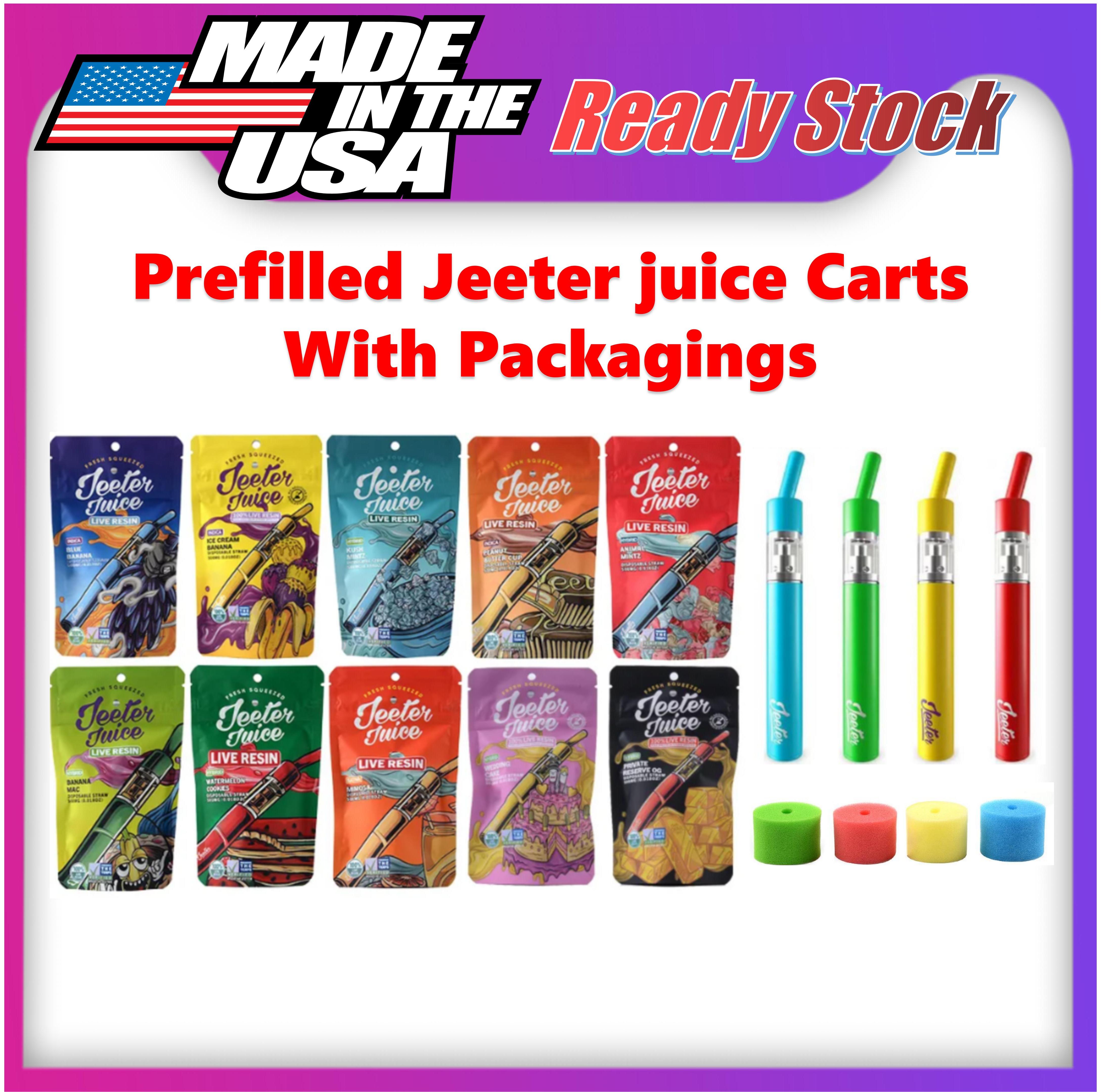 

USA STOCK Jeeter juice Prefilled Carts Disposable E-cigarettes LIVE RESIN Vape Pen edibles Rechargeable Battery 1ml Starter Kit Vapes Cartridges Device Pods