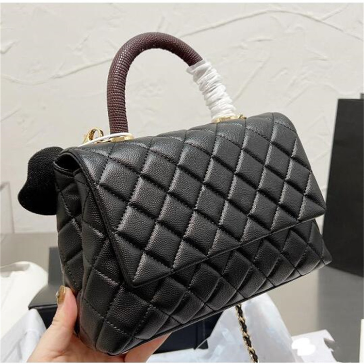 

Luxury designer bag Classic COCO handle Tote Bag Designer Mini Bag Top Caviar Calf Leather Quilted Plaid Chain Handle Single Flap women Crossbody channel Buckle, Fuchsia
