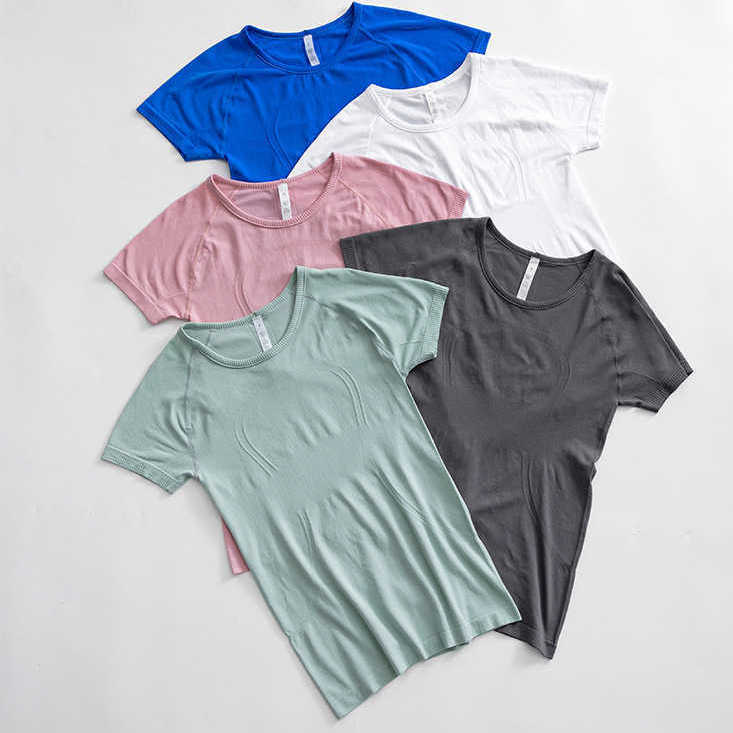 

LU-2.0 Swiftly Tech Women's Short Sleeved Seamless Yoga Top T-shirt Slim Fit Light Fast Dry Sports Shirt Wicking Knit Fitness Breathable, Cailan