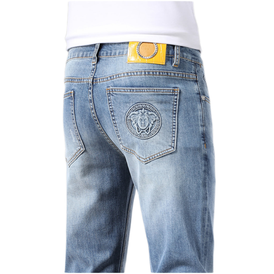 

Men's Jeans Spring Summer Thin Slim Fit European American High-end Brand Small Straight Double F Pants Q9550-3, 9539