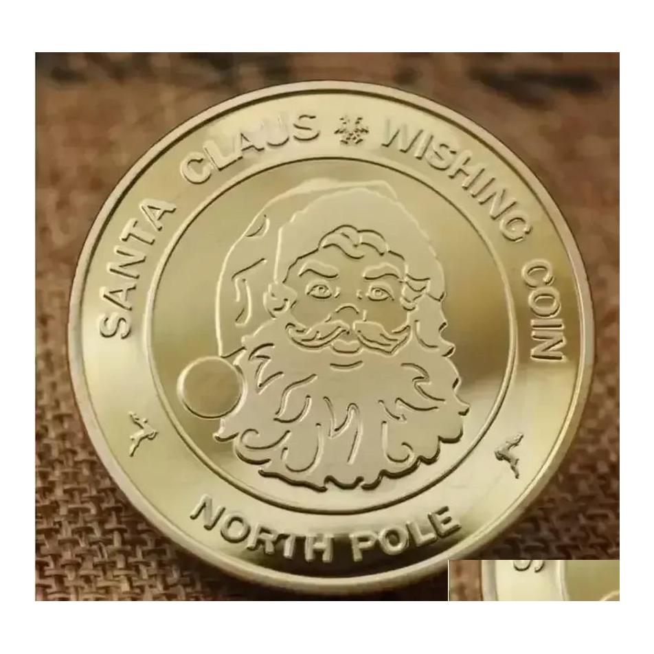 

Arts And Crafts Santa Claus Wishing Coin Collectible Gold Plated Souvenir North Pole Collection Gift Merry Christmas Drop Delivery H Dhs3X