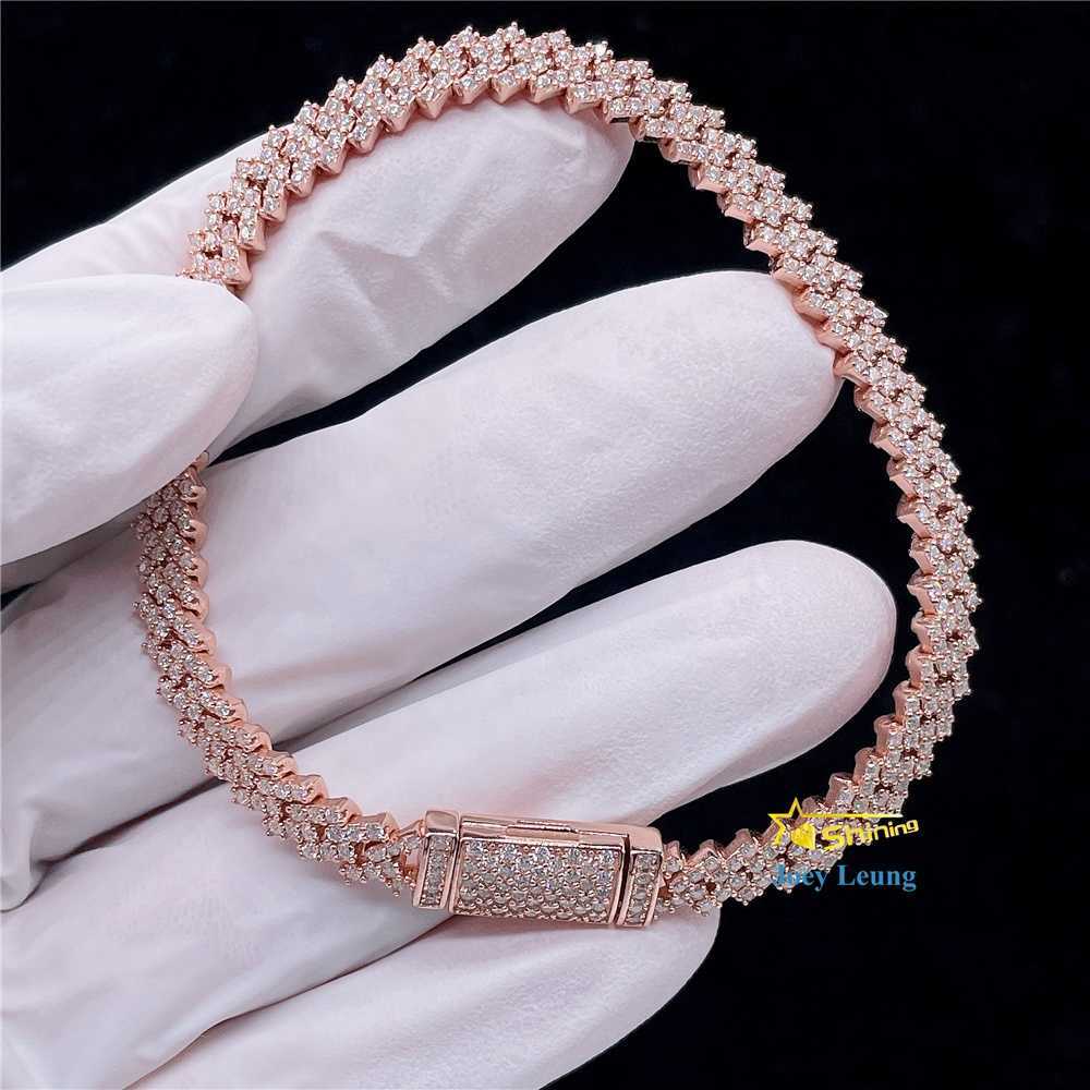 

Classic Design Hip Hop Jewelry 5mm One Row Stone VVS Moissanite Diamond Cuban Bracelet S925 Iced Out Cuban Link Bracelet Women