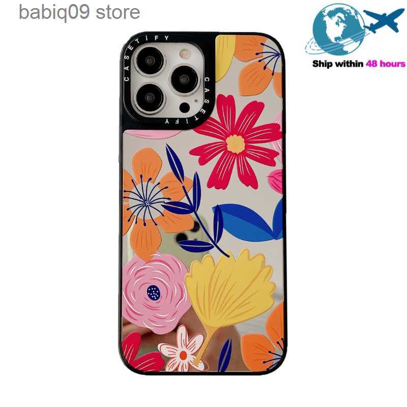 

Cell Phone Cases CASETIFY Flowers and Gradual Butterfly Mirror Case for Iphone 12 13 14 Pro 13 Mini 11 2020 6 7 8 Plus Back Cover E0308-4 T230419