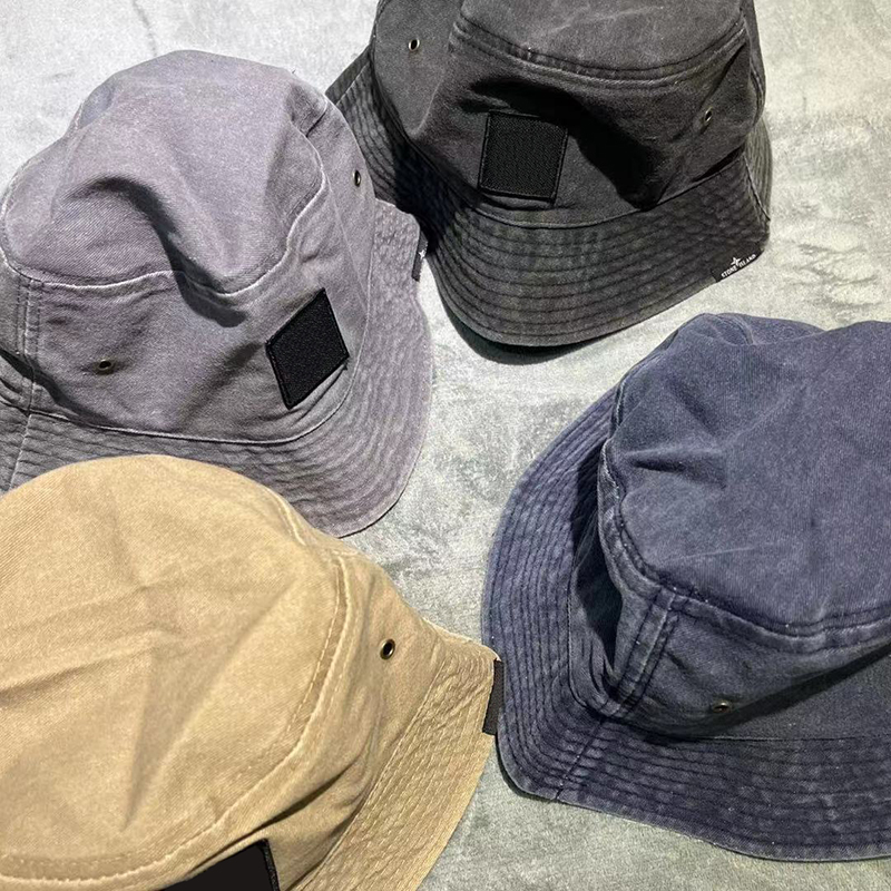 

badge Embroidery Designer Mens Womens Stone Hats Small Label Sunscreen Island Hat Washed Old Vintage Fishermans' Hat Outdoor Fishing Fisherman's Hats