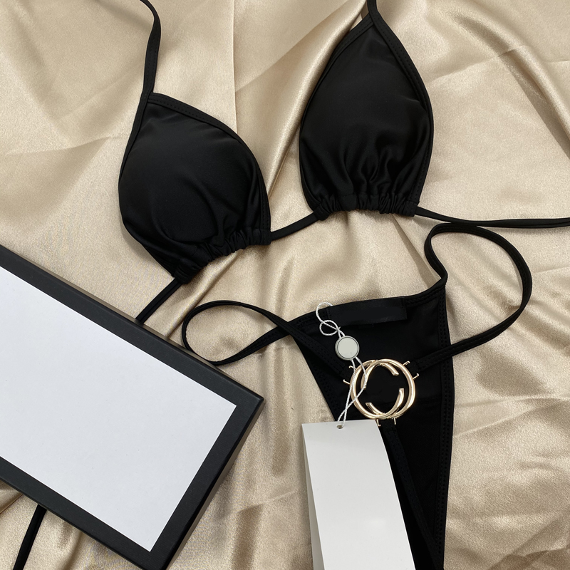 

2023 designer swimsuit Women Bikinis Swimsuits G Swimwear thong Two Piece Designers Bikini Top Sexy Woman Bathing Suits Beach Swim Wear, Black