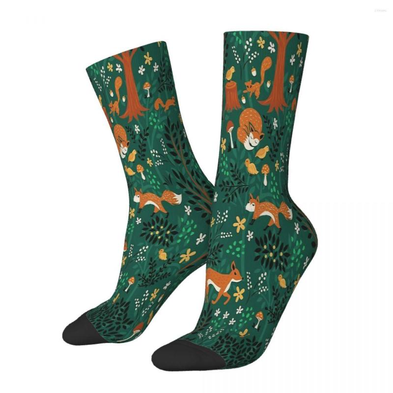 

Men's Socks Foxes Playing In The Emerald Mushroom Mushrooms Forest Male Mens Women Winter Stockings Hip Hop, White