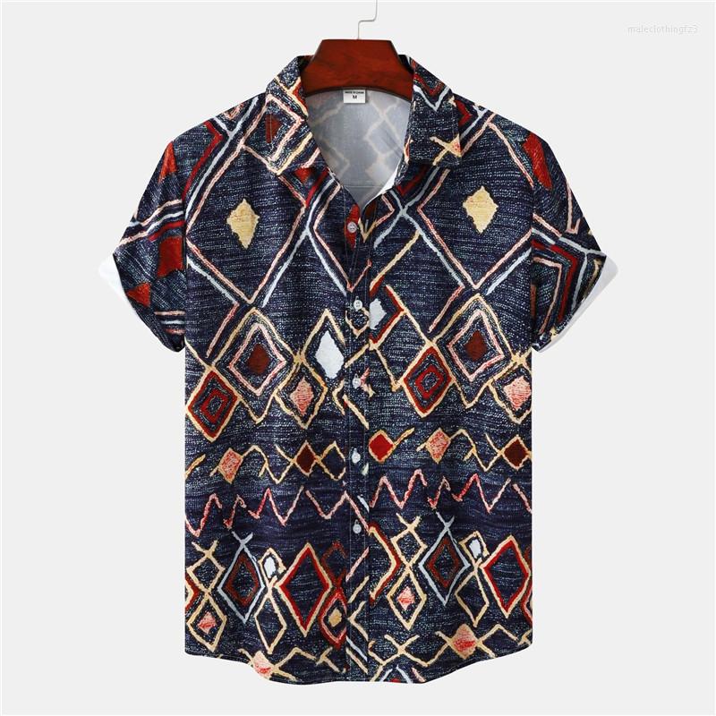 

Men's Casual Shirts Mens Hawaiian Shirt Short Sleeve Button Down Beach Tropical Floral Men Holiday Vacation Clothing Chemise, As picture show