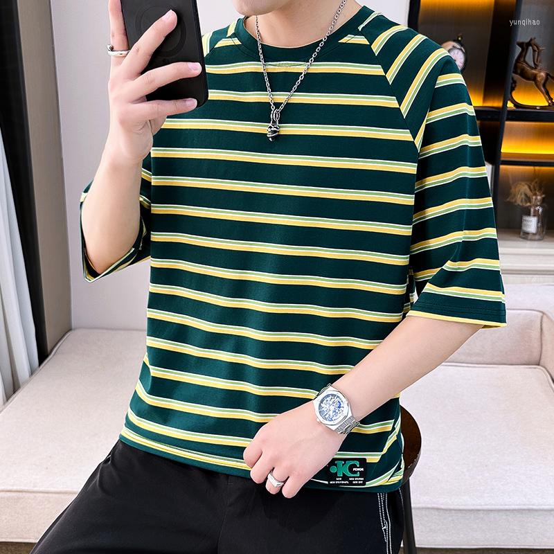 

Men's T Shirts Summer Striped Short Sleeves Shirt Harajuku Streetwear O-Neck Tees Korean 2023 Fashion Retro Hip Hop Casual Funny Top, White