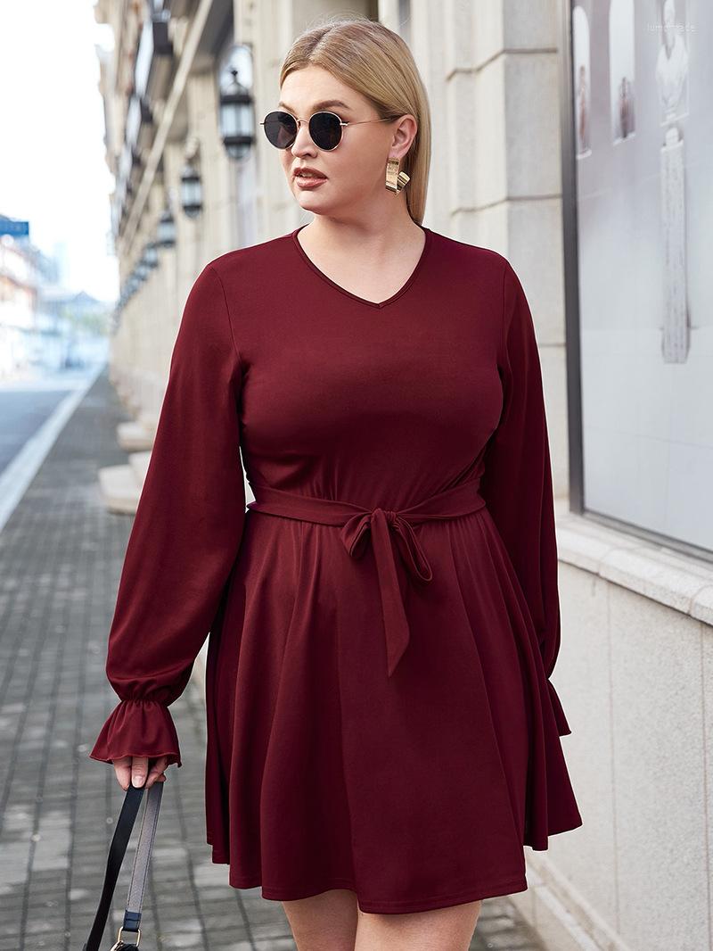 

Casual Dresses Oversized Fashion Women Highstreet Dress Sexy Summer Sundress Evening Party Office Lady Skirt Whosale, Claret