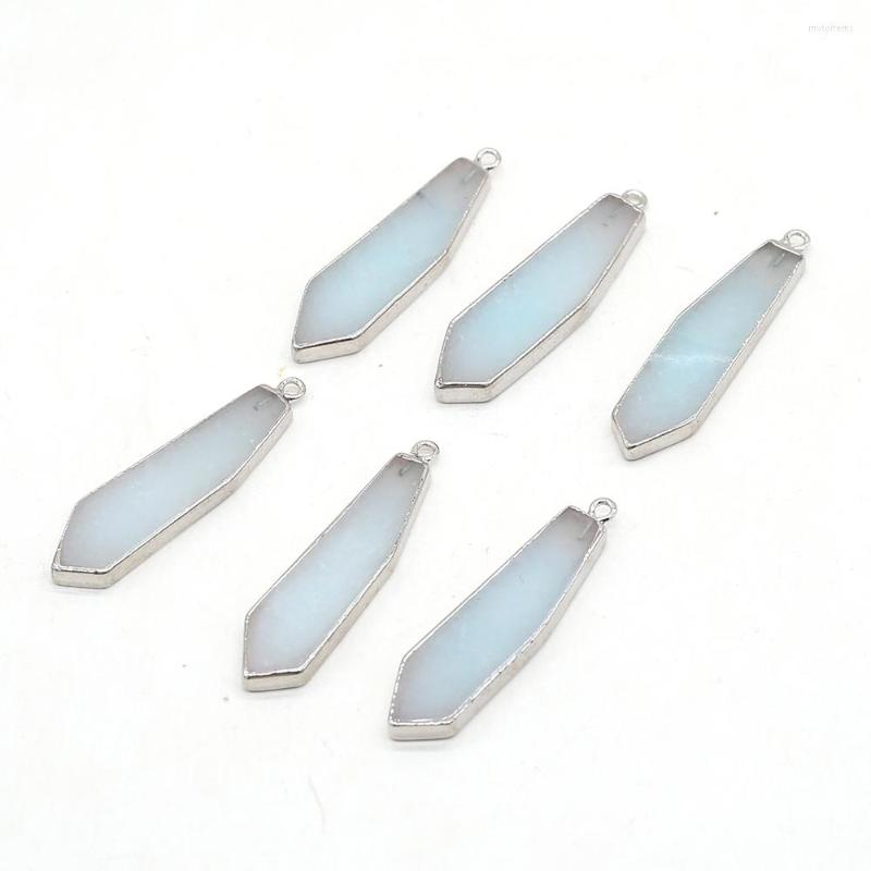 

Pendant Necklaces Natural Semi-precious Stones Long Irregular Shape Tianhe Stone Charms For Jewelry Making DIY Necklace Accessories 1PC