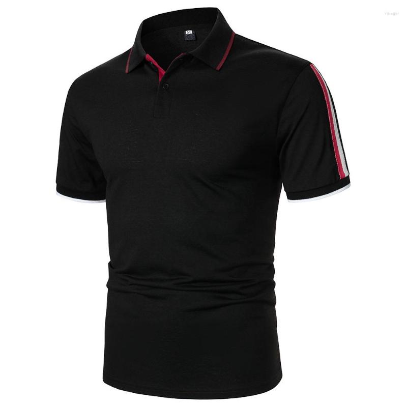 

Men' T Shirts Men Short Sleeve Polo Shirt Contrast Color Clothing Summer Urban Business Casual Fashion Rib Lapel T-shirts, Black