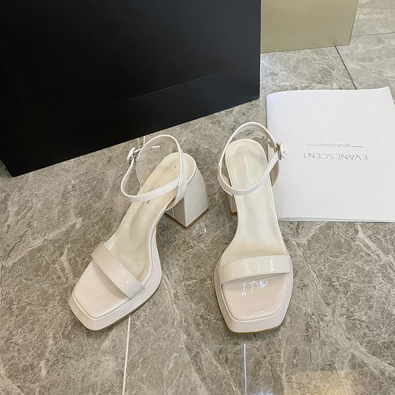 

Dress Shoes 2023 Spring And Summer Thick Heel With One Word High Heels Design Niche Sexy Waterproof Platform Square Toe Sandals Women Casual, Green