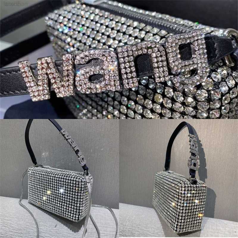 

Designer bag Full Rhinestone Women Handbag bags fashion flap Shiny Wang Crystal Totes small purses for women with box, Sliver with box