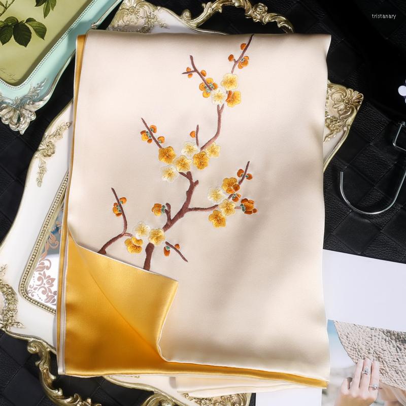 

Scarves Silk Women Suzhou Embroidery Floral Shawl Spring Autumn H Mother Gift Double Layer 16MM Mulberry